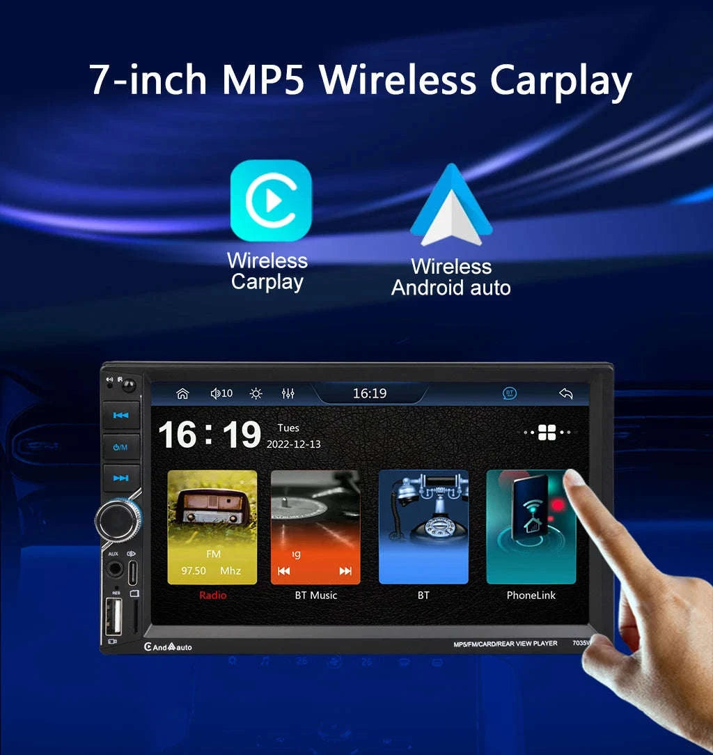 ESSGOO 7 Inch Car Radio with CarPlay & Android Auto-7 inch 12 LED Mic / UNITED KINGDOM
