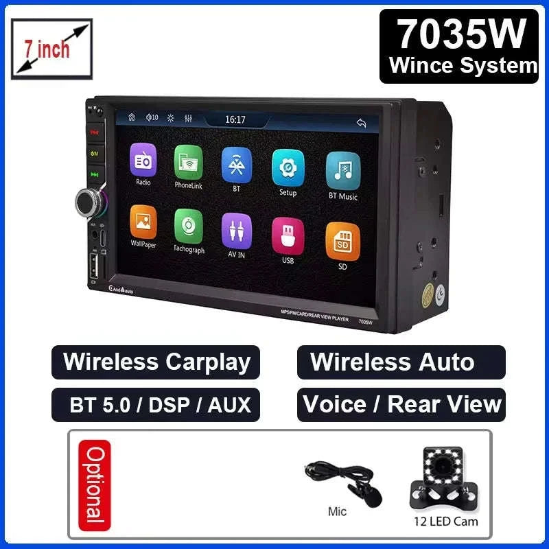 ESSGOO 7 Inch Car Radio with CarPlay & Android Auto-7 inch 12 LED Mic / UNITED KINGDOM