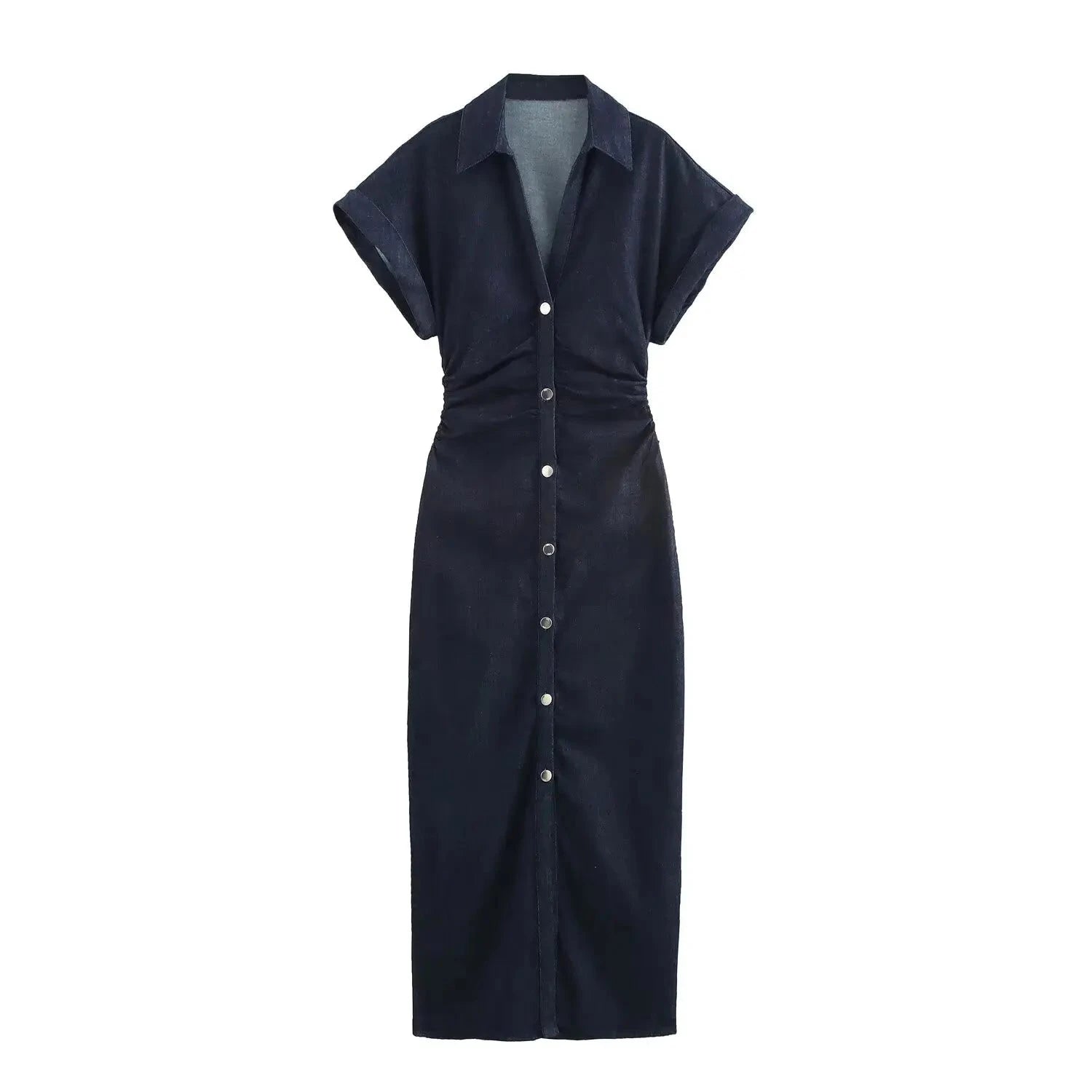 ETJ 2025 Spring Denim Dress-Navy Blue / L