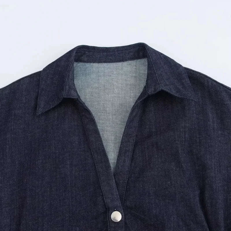 ETJ 2025 Spring Denim Dress-Navy Blue / L