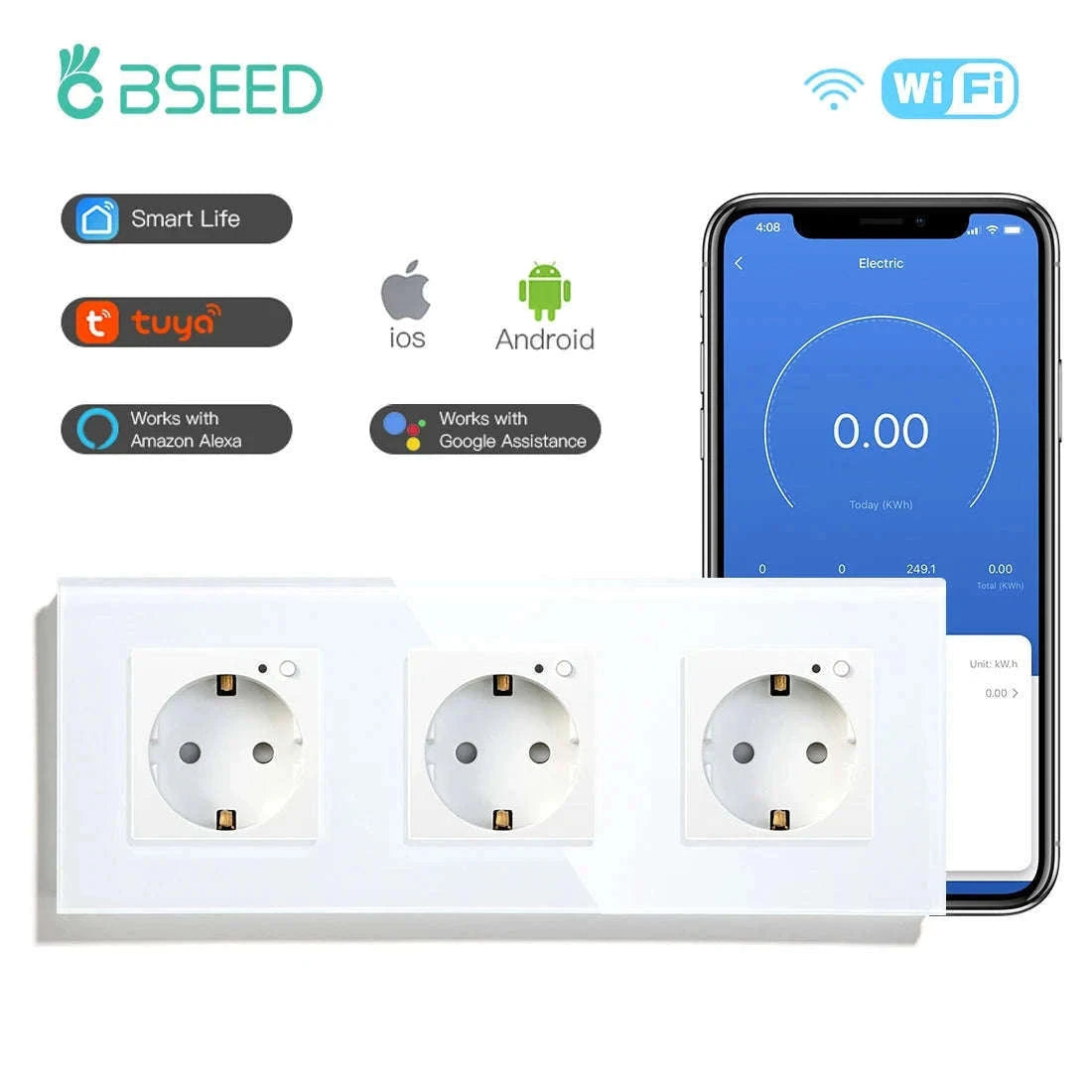EU 16A Wall Power Socket with Glass Panel (110–250V)-Black 2Monitor Stock / EU / China Mainland