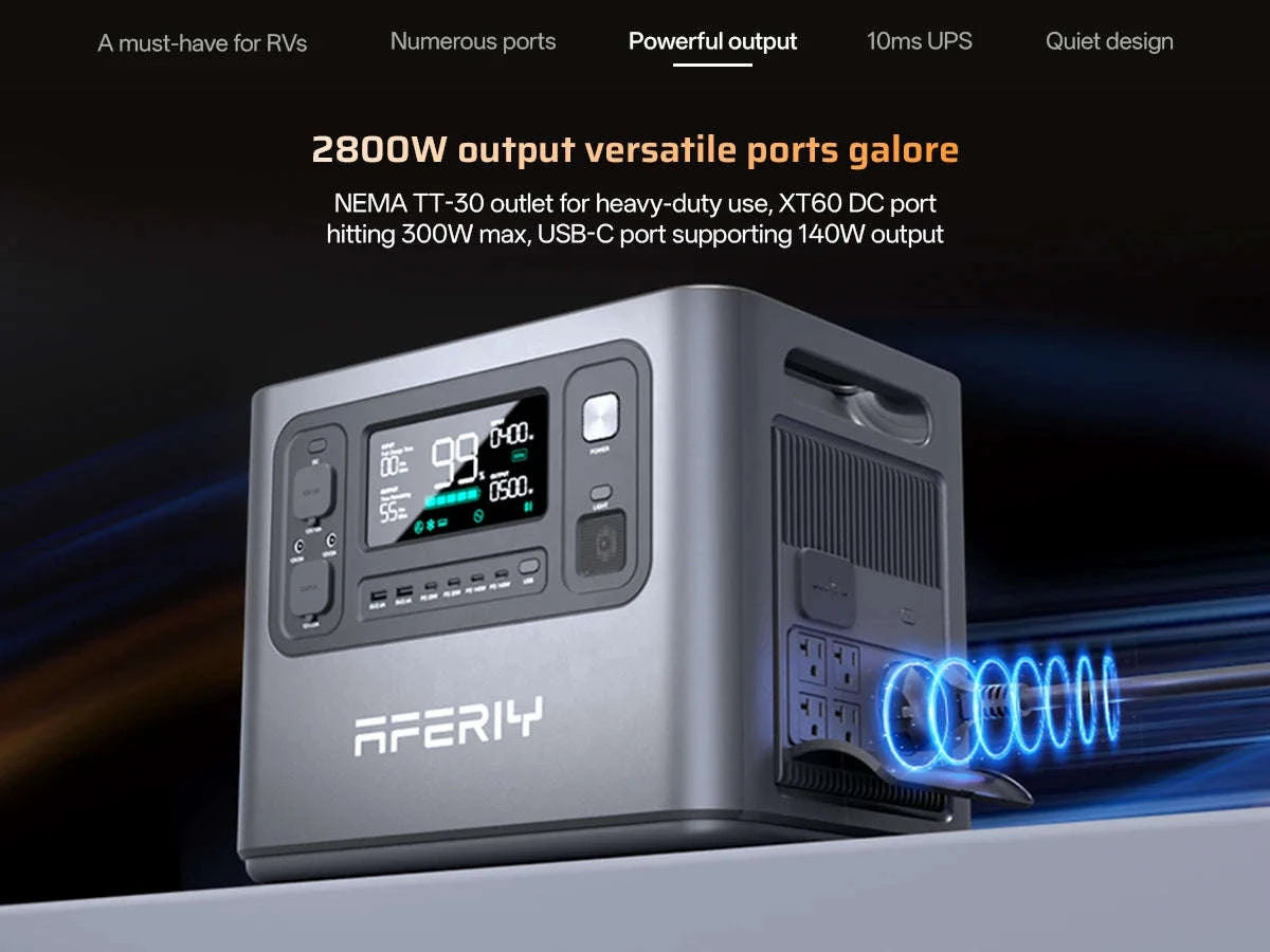 EU STOCK AFERIY P280 Portable Emergency Power Station 2800W 2048Wh LiFePO4 Solar Generator for Home Backup Outdoor Camping RV-AF-P280 / EU PLUG