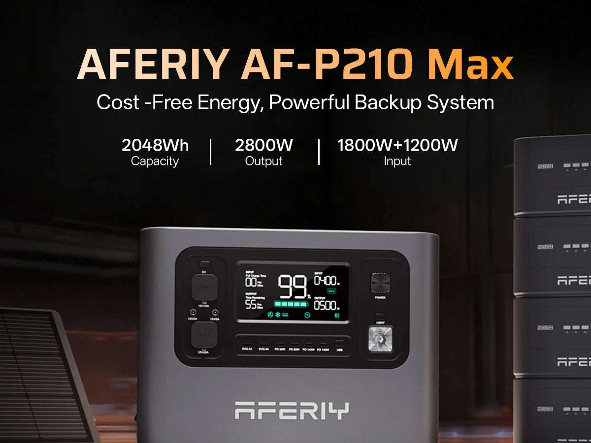 EU STOCK AFERIY P280 Portable Emergency Power Station 2800W 2048Wh LiFePO4 Solar Generator for Home Backup Outdoor Camping RV-AF-P280 / EU PLUG