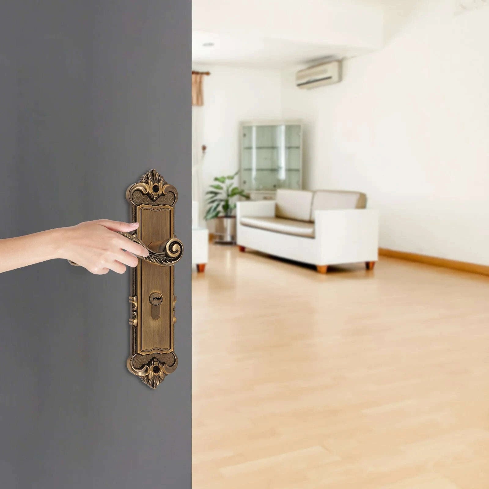 European Style Door Handle Lock with Keys Secure Privacy Lock Set-Yellow / United States