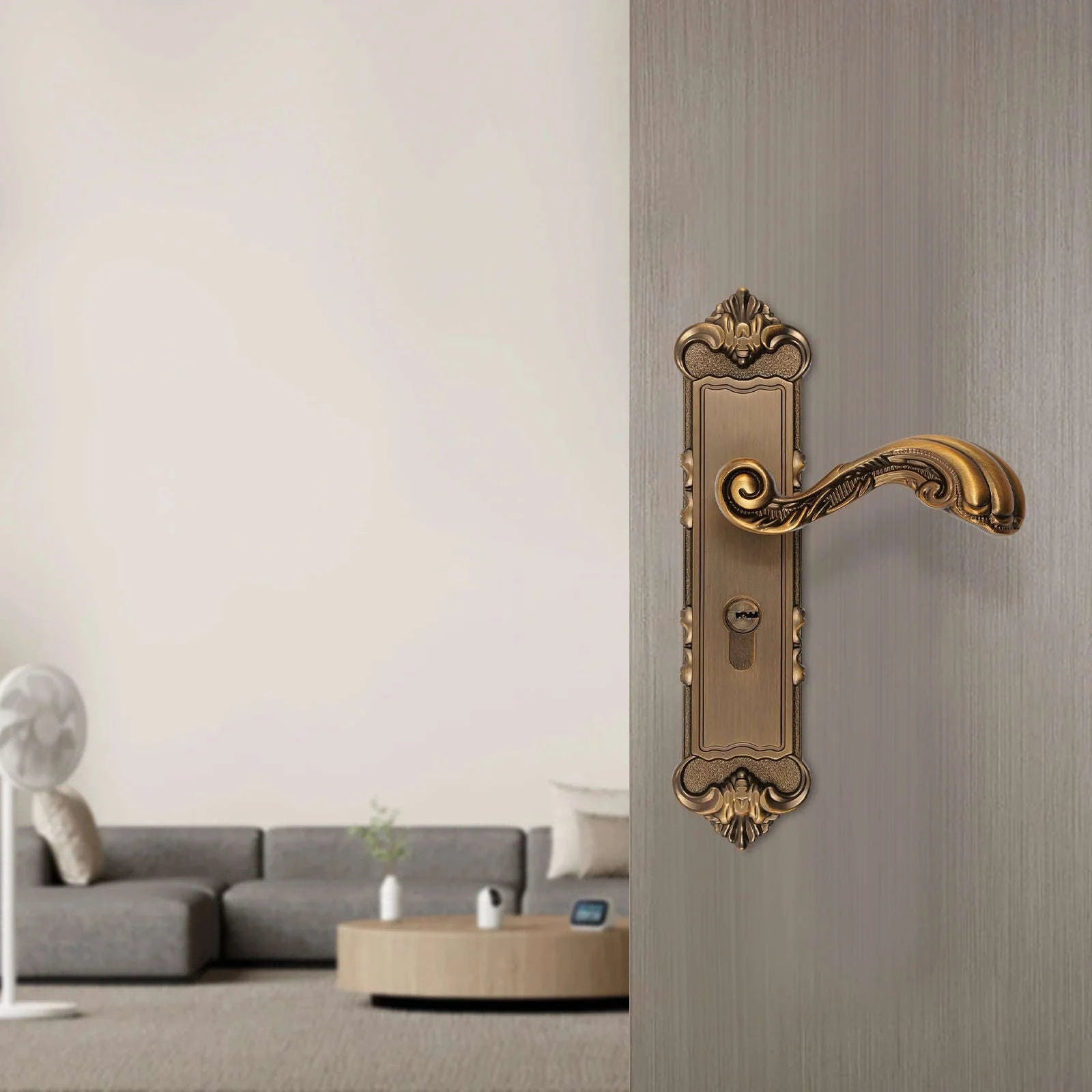 European Style Door Handle Lock with Keys Secure Privacy Lock Set-Yellow / United States