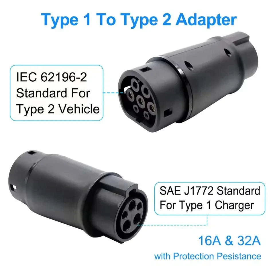 EV Charging Adapter Type 2 to Type 1 J1772 Converter-7.2kW Tyoe2 to Type1 / france