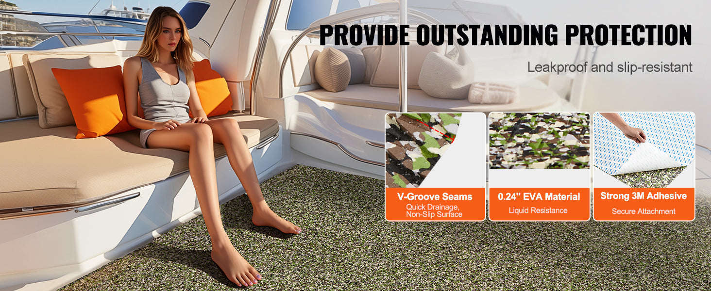 EVA Foam Boat Flooring Non-Slip Decking 31.1 sq.ft 2 Rolls-240x60x0.6CM / United States