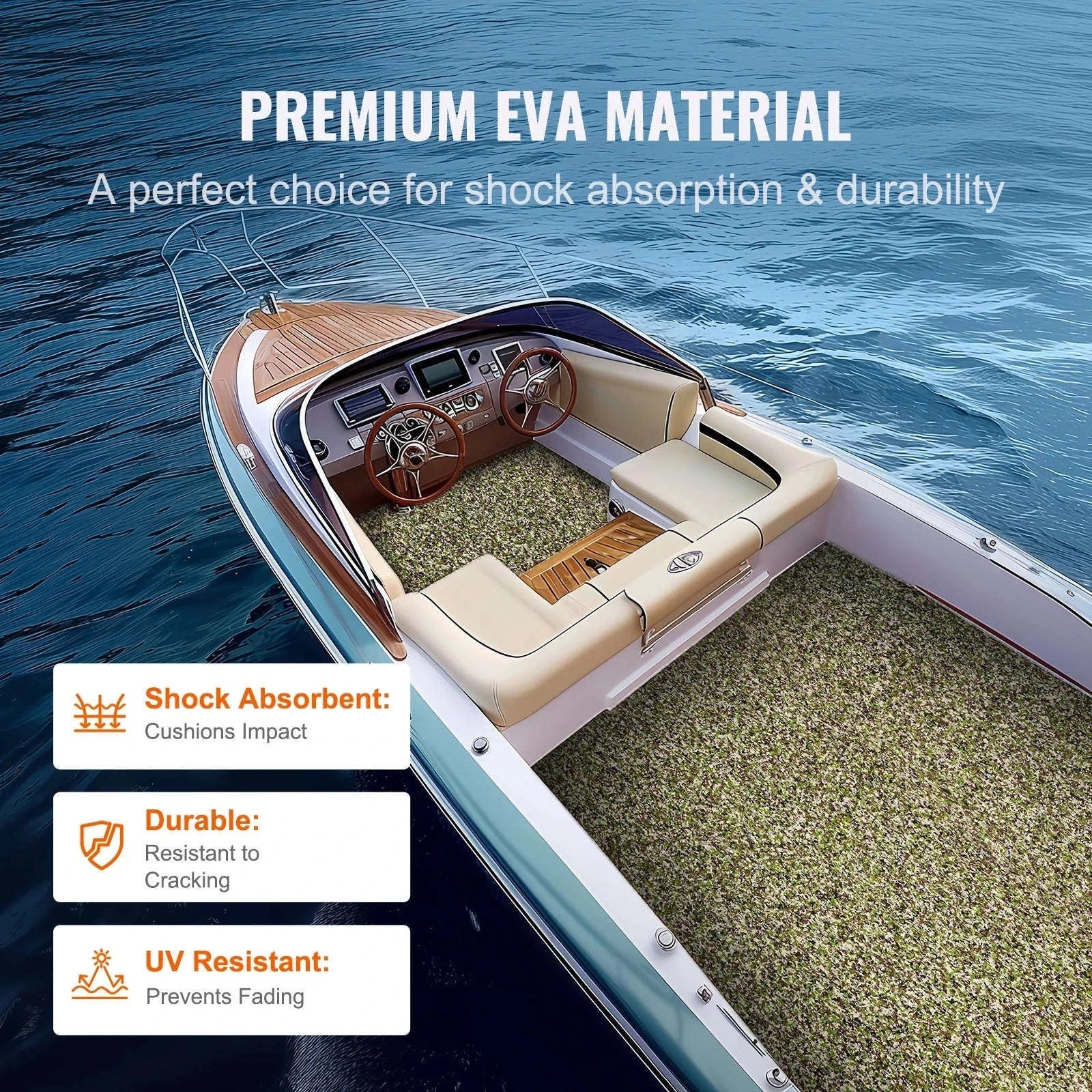 EVA Foam Boat Flooring Non-Slip Decking 31.1 sq.ft 2 Rolls-240x60x0.6CM / United States
