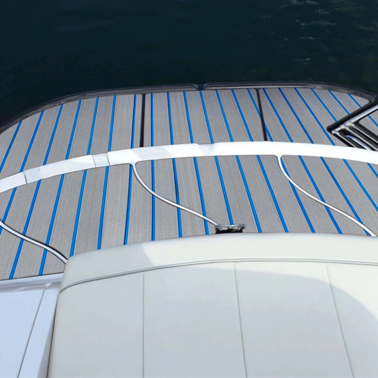 EVA Foam Faux Teak Boat Flooring Mat 240 x 90 cm-Blue / United States