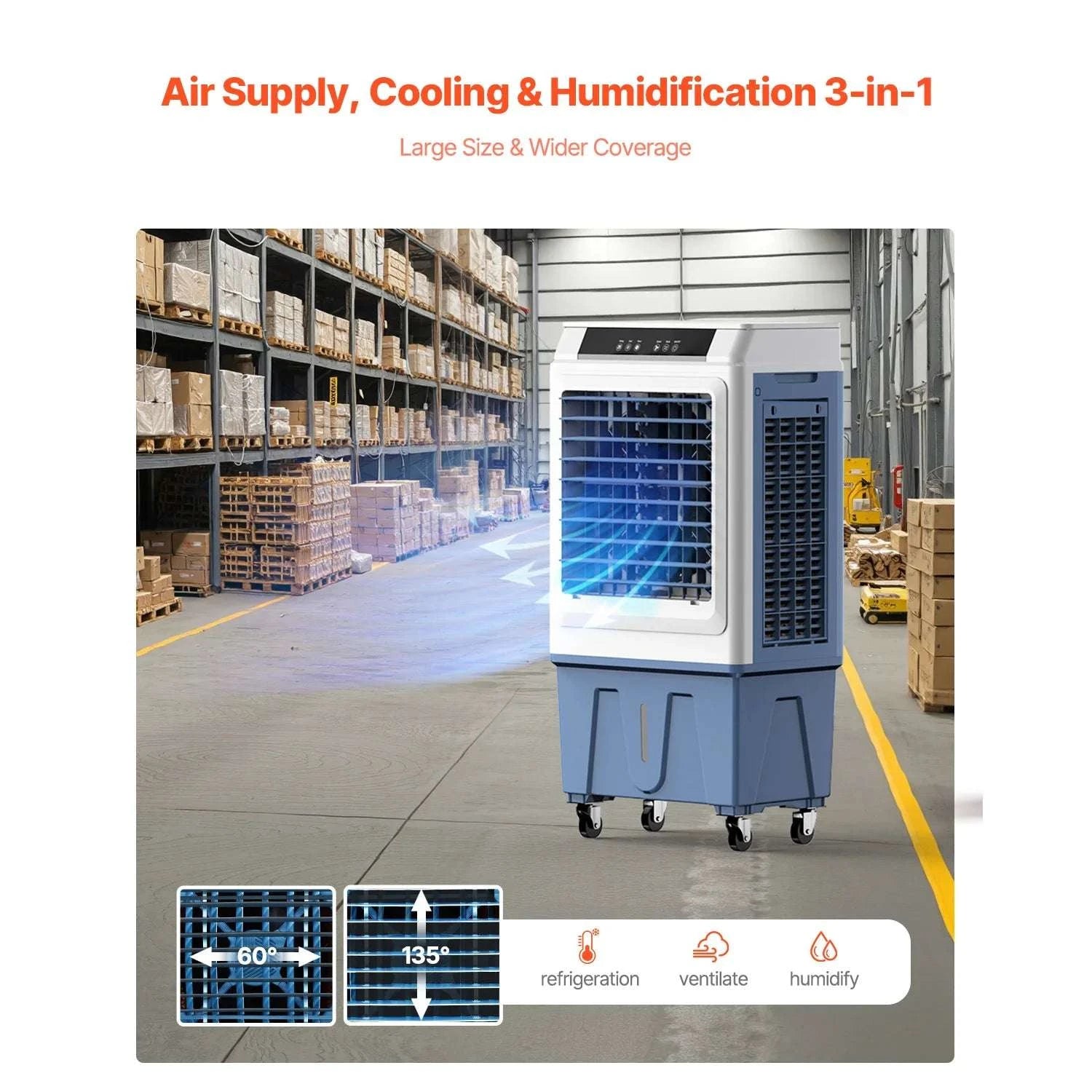 Evaporative Air Cooler 3100 CFM with 9 Gal Tank, Remote & Timer-26L / United States