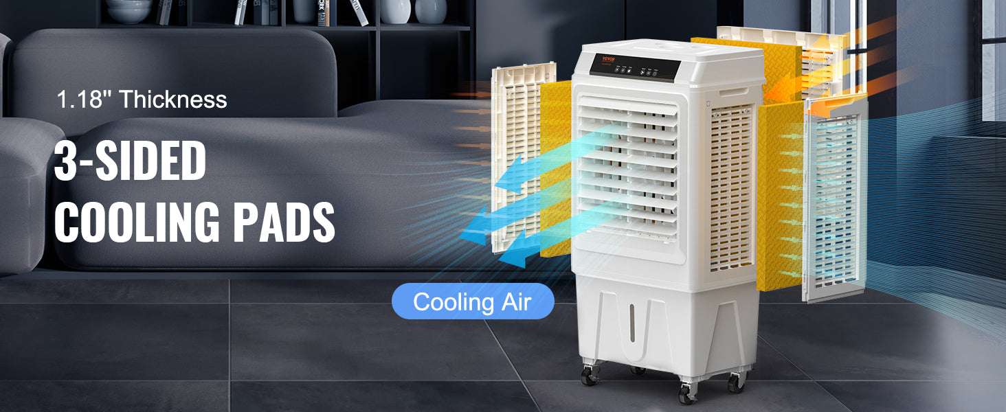Evaporative Air Cooler with Oscillation, 3 Speeds & 12H Timer-100W 32CM 5gallon / United States