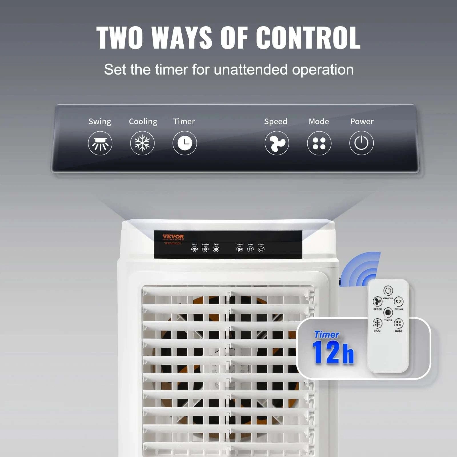 Evaporative Air Cooler with Oscillation, 3 Speeds & 12H Timer-100W 32CM 5gallon / United States