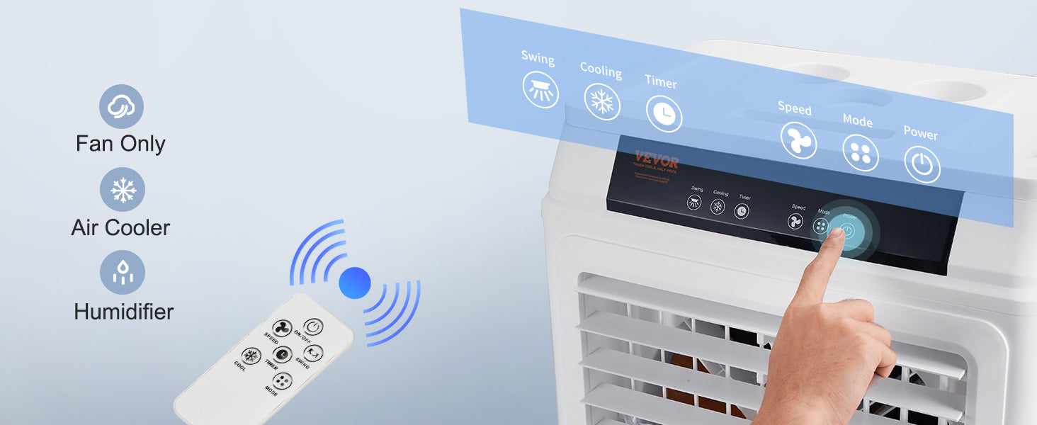 Evaporative Air Cooler with Oscillation, 3 Speeds & 12H Timer