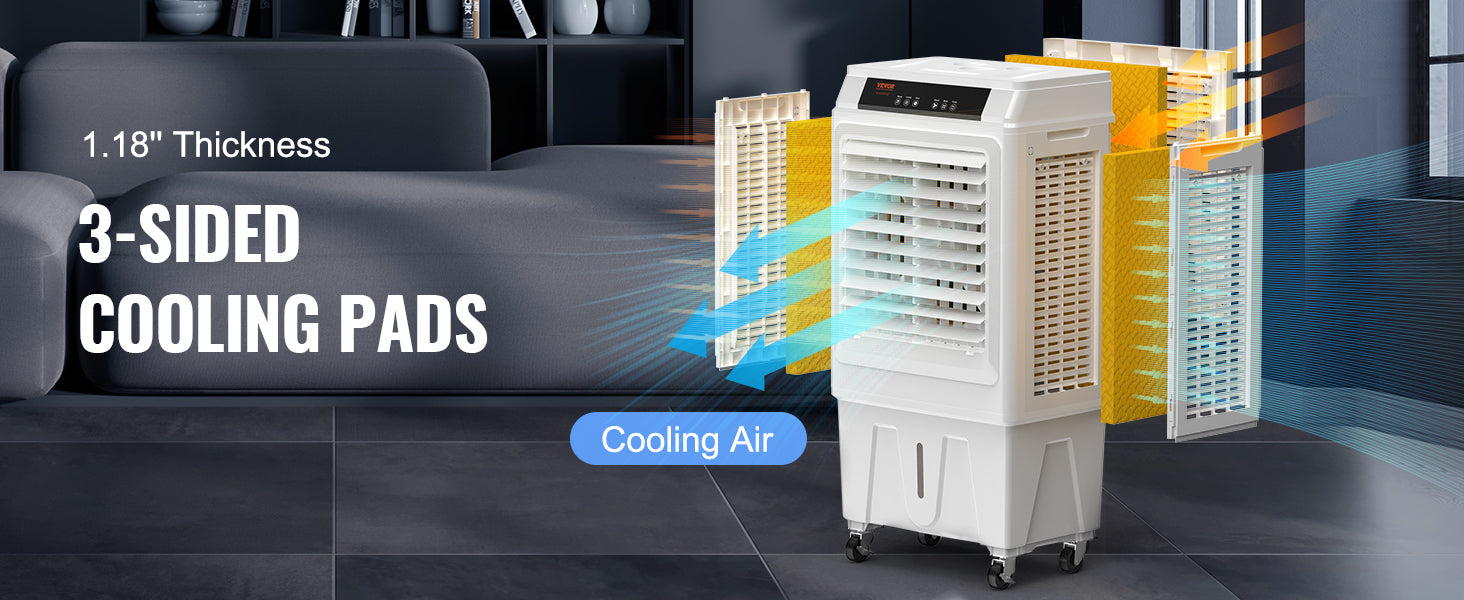 Evaporative Air Cooler with Oscillation, 3 Speeds & 12H Timer