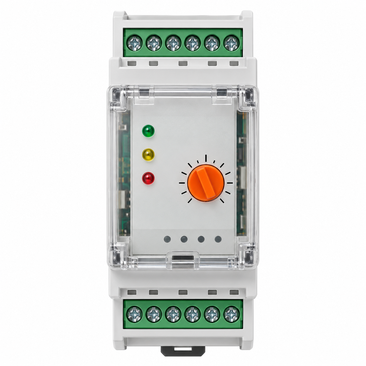 White EV charging controller module on white background