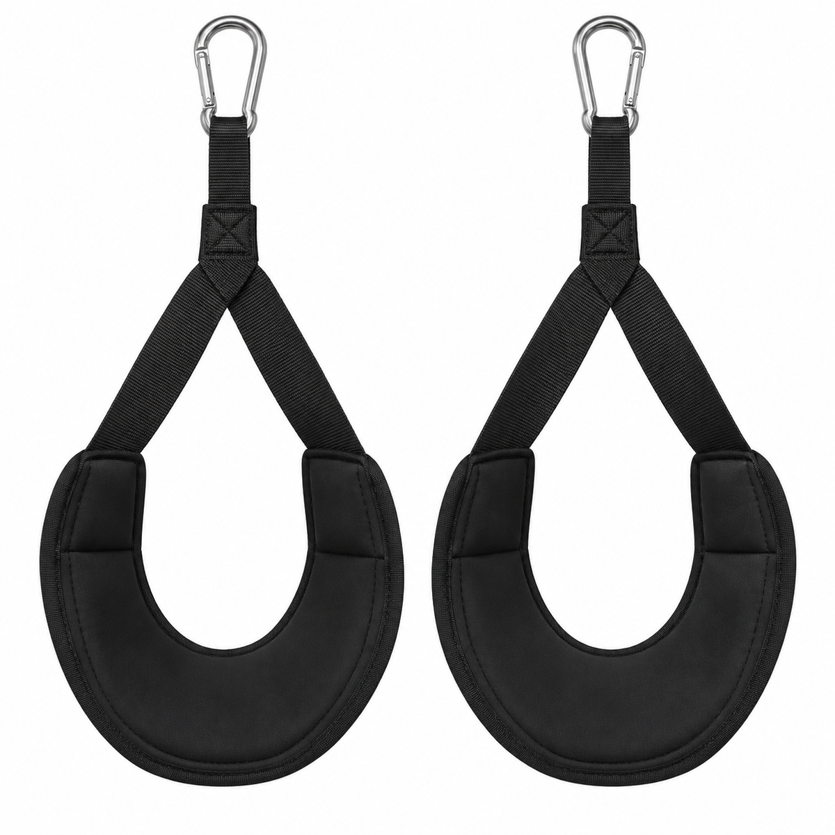 Pair of abdominal suspension straps on white background