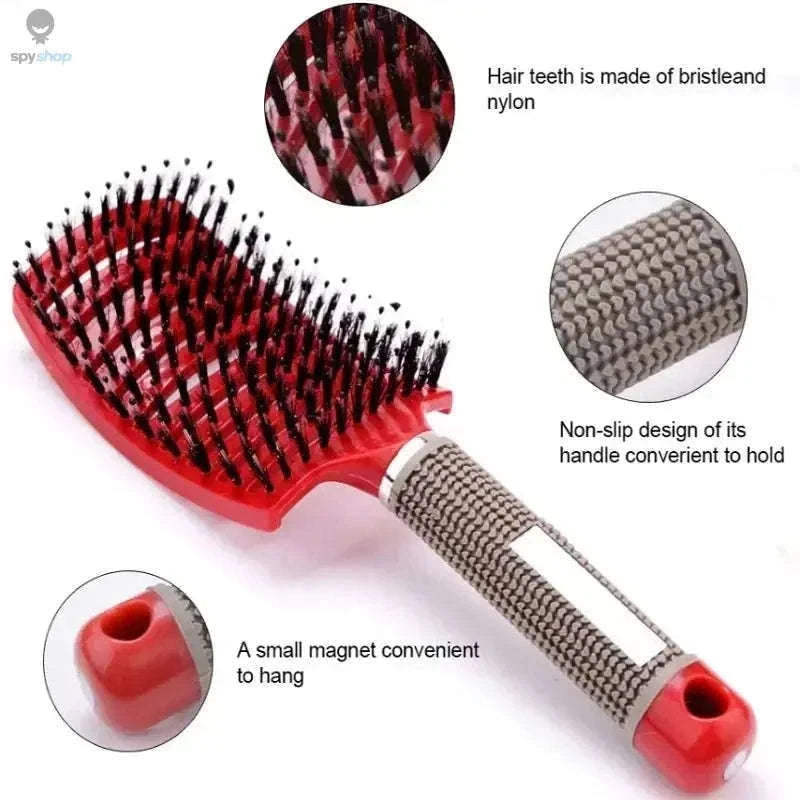 Exfoliating Hair Brush for Gentle Scalp Care and Detangling-Black-HuLQingJieZhua