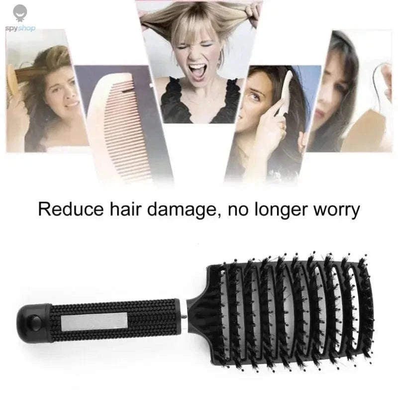 Exfoliating Hair Brush – Gentle Scalp Care and Easy Detangling for Wet & Curly Hair-Black-HuLQingJieZhua