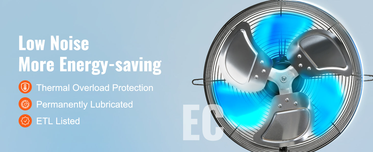 SucceBuy Shutter Exhaust Fan AC/ EC-motor 10-Speed Adjustable Wall Mount Attic Ventilation and Cooling for Greenhouses Garages