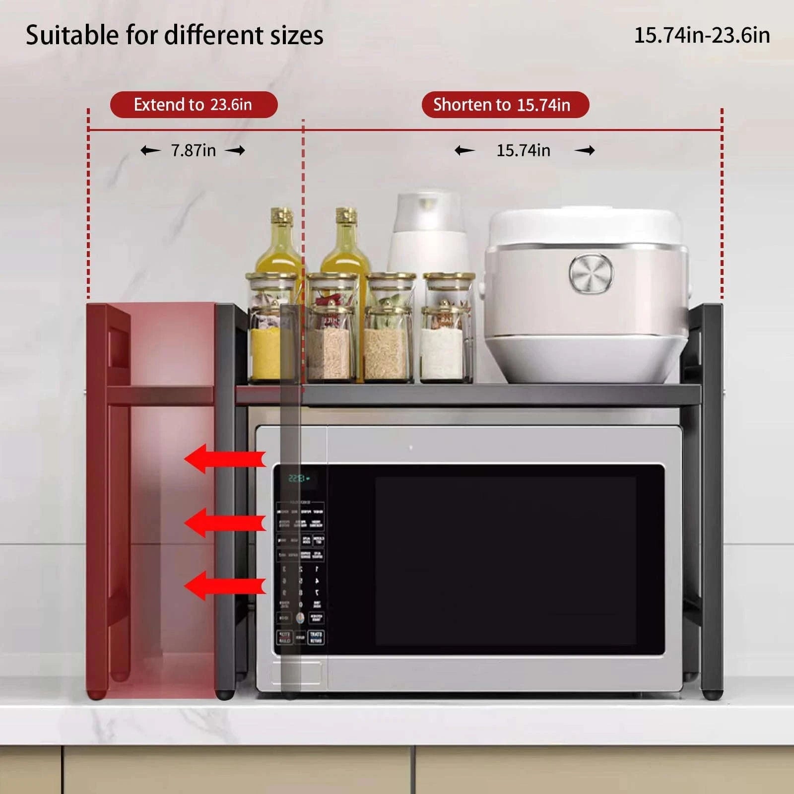Expandable 42–64cm Microwave Shelf Organizer-black / spain