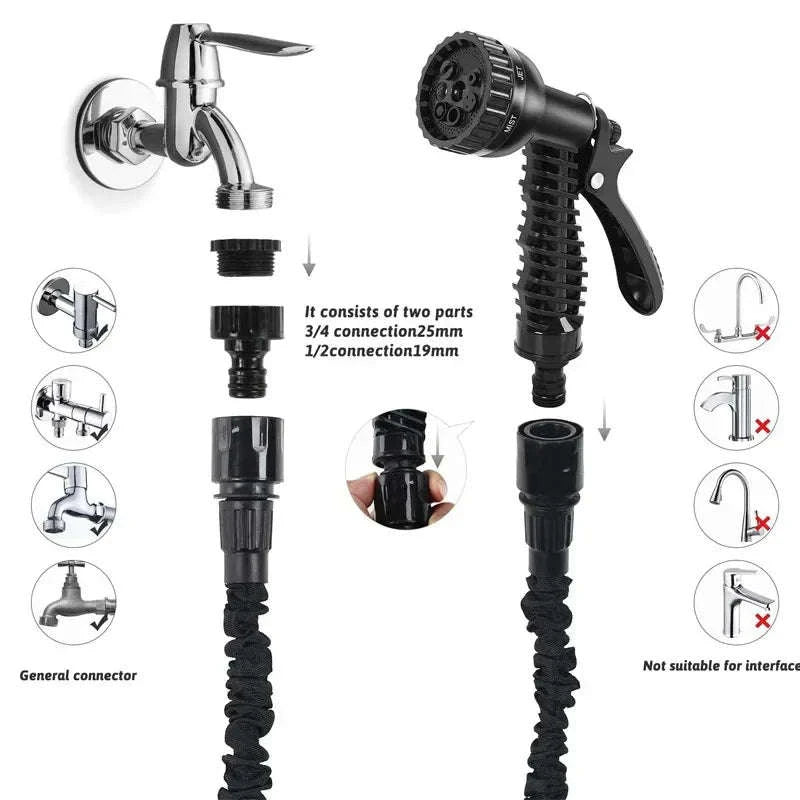 Expandable Magic Hose for Home & Garden Watering-Green / 25ft