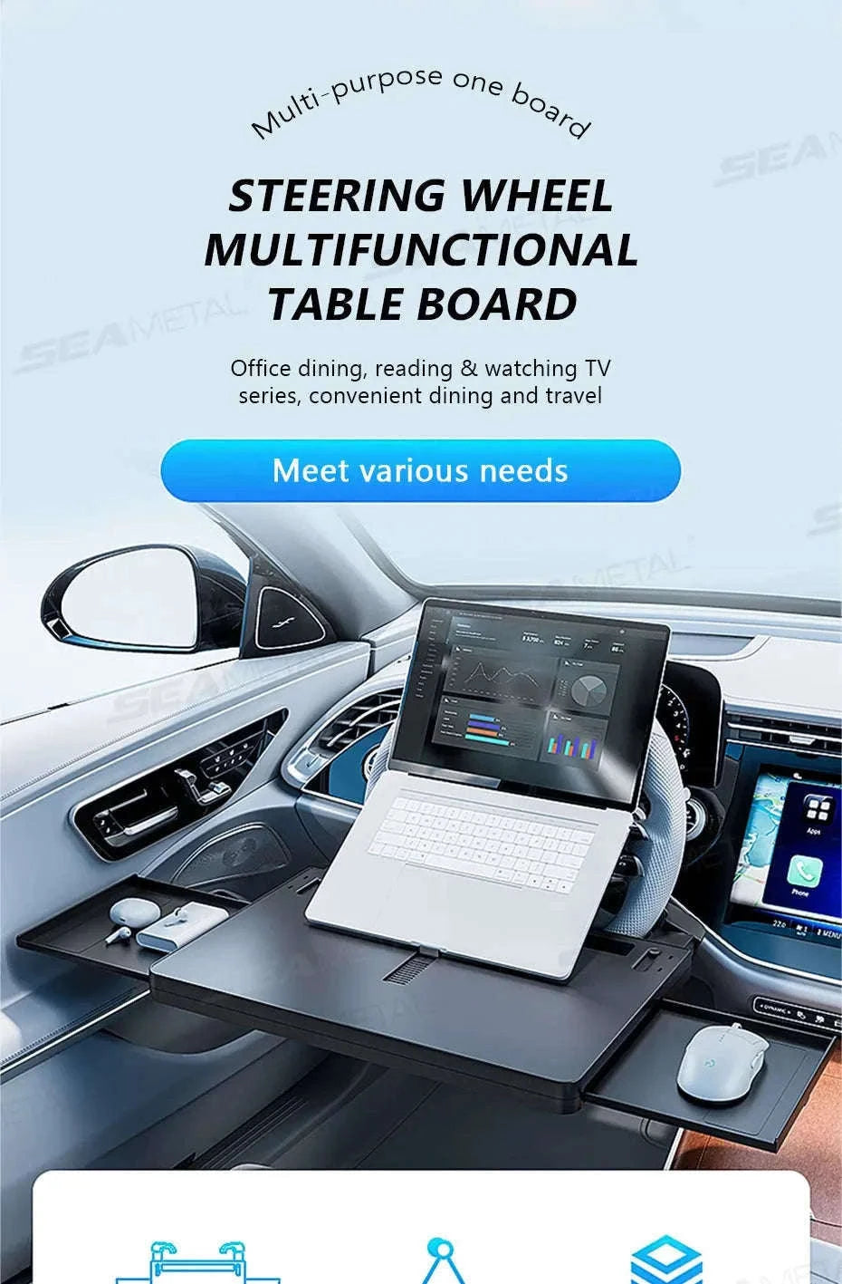 Extendable Steering Wheel Tray for Car-1pc
