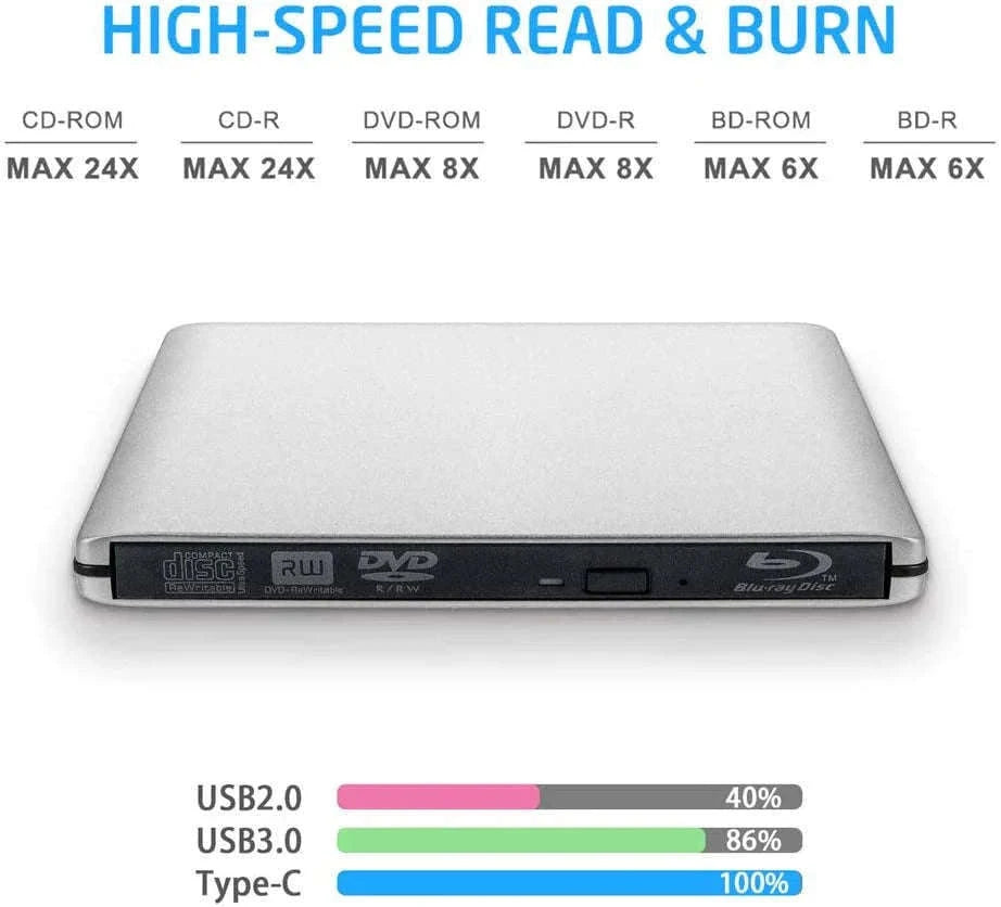External USB 3.0 Blu-Ray Burner & Reader for Disc Access-Blu ray burner