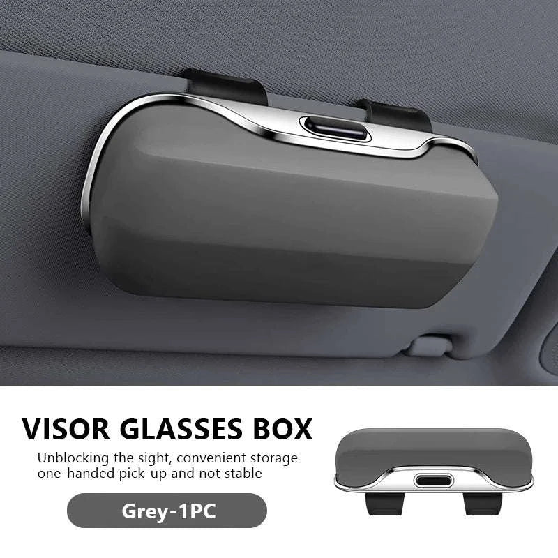 Extra-Large Car Glasses Case for Sun Visor-Brown 1pc
