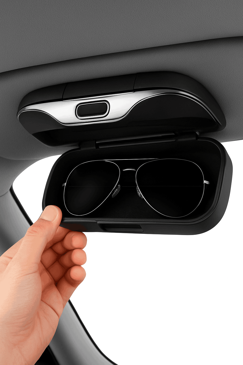 Extra-Large Car Glasses Case for Sun Visor-Brown 1pc
