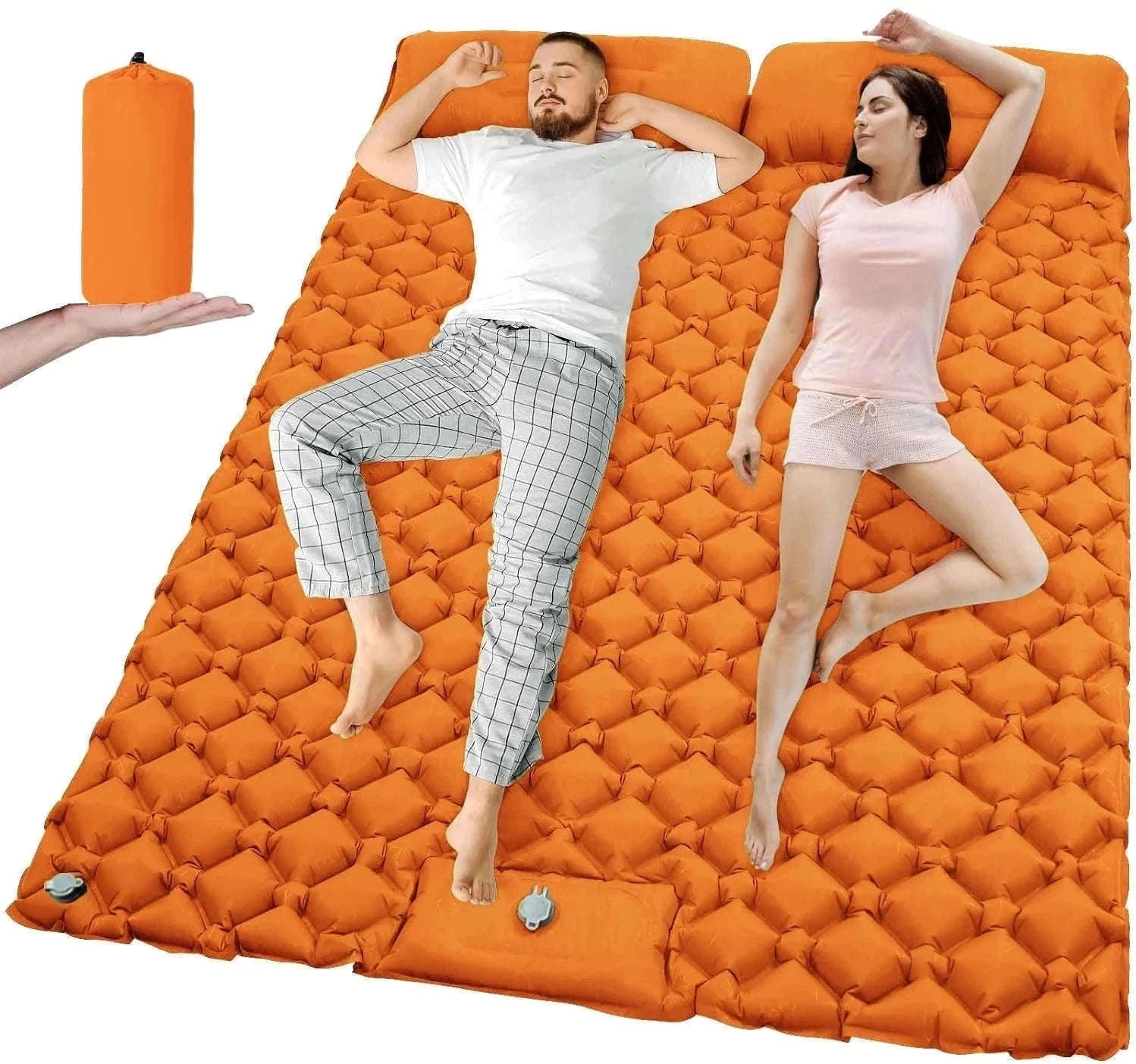 Extra Wide Inflatable Sleeping Pad for Camping Travel-T2312Army green