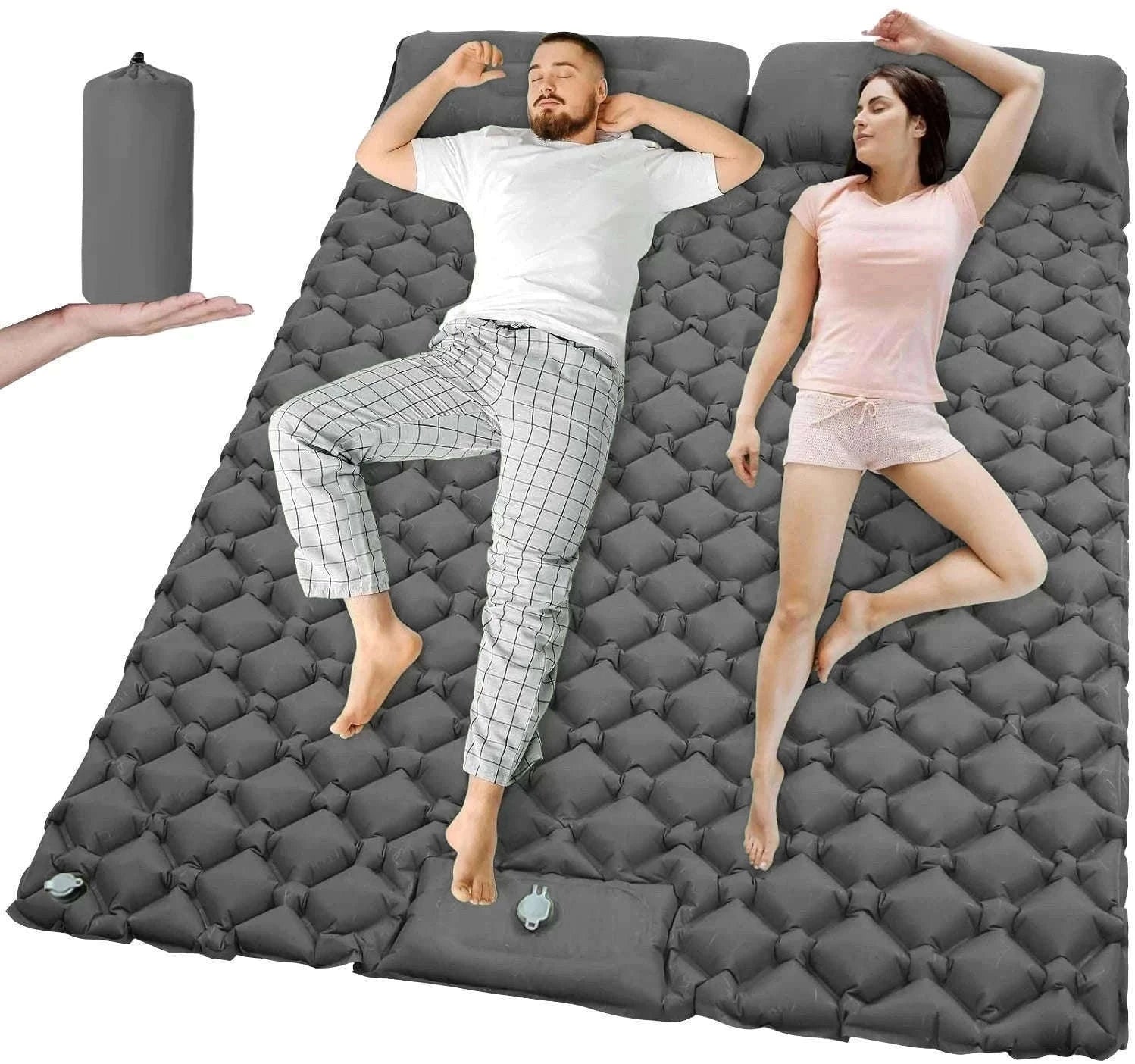 Extra Wide Inflatable Sleeping Pad for Camping Travel-T2312Army green