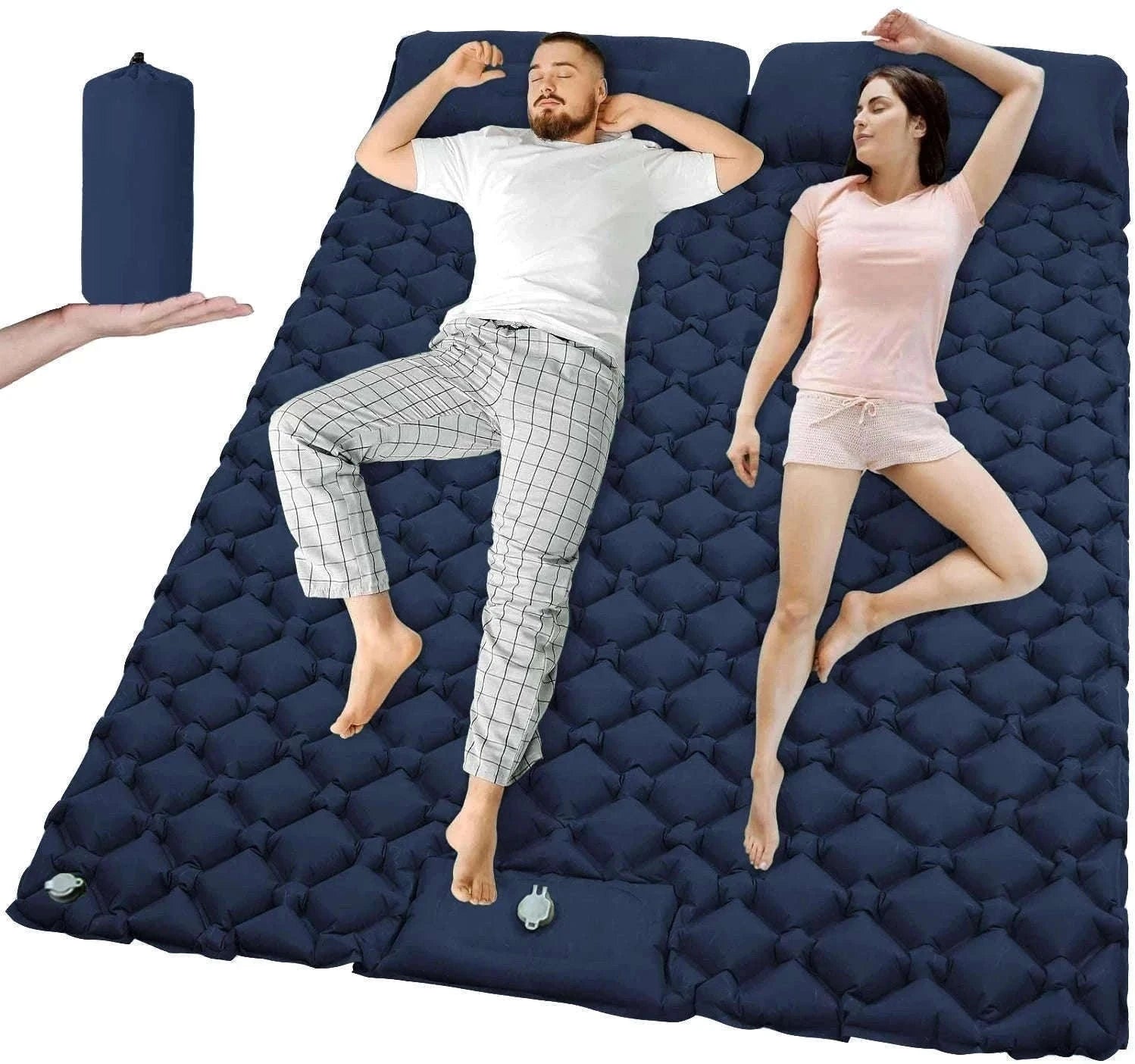 Extra Wide Inflatable Sleeping Pad for Camping Travel-T2312Army green
