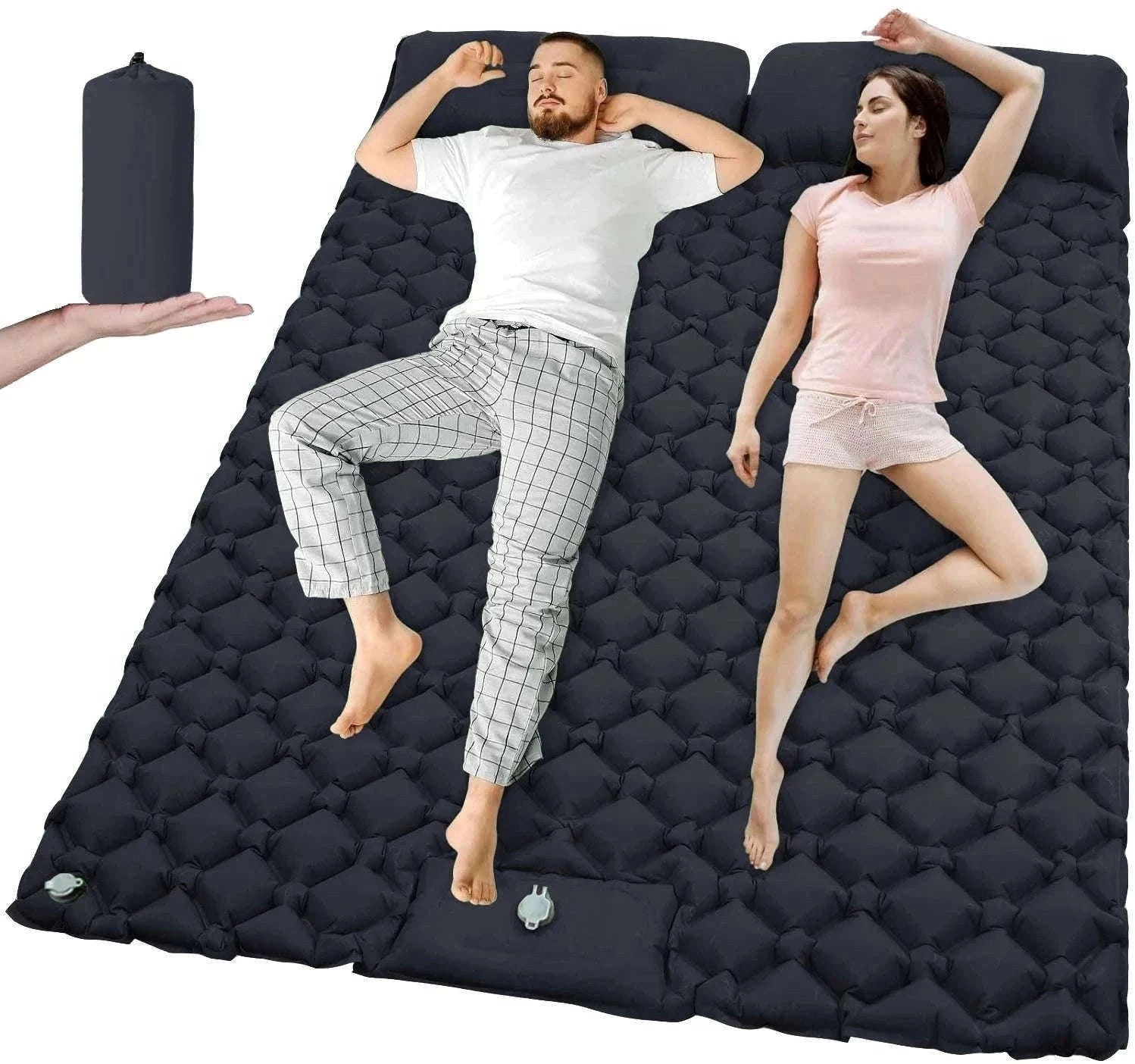 Extra Wide Inflatable Sleeping Pad for Camping Travel-T2312Army green