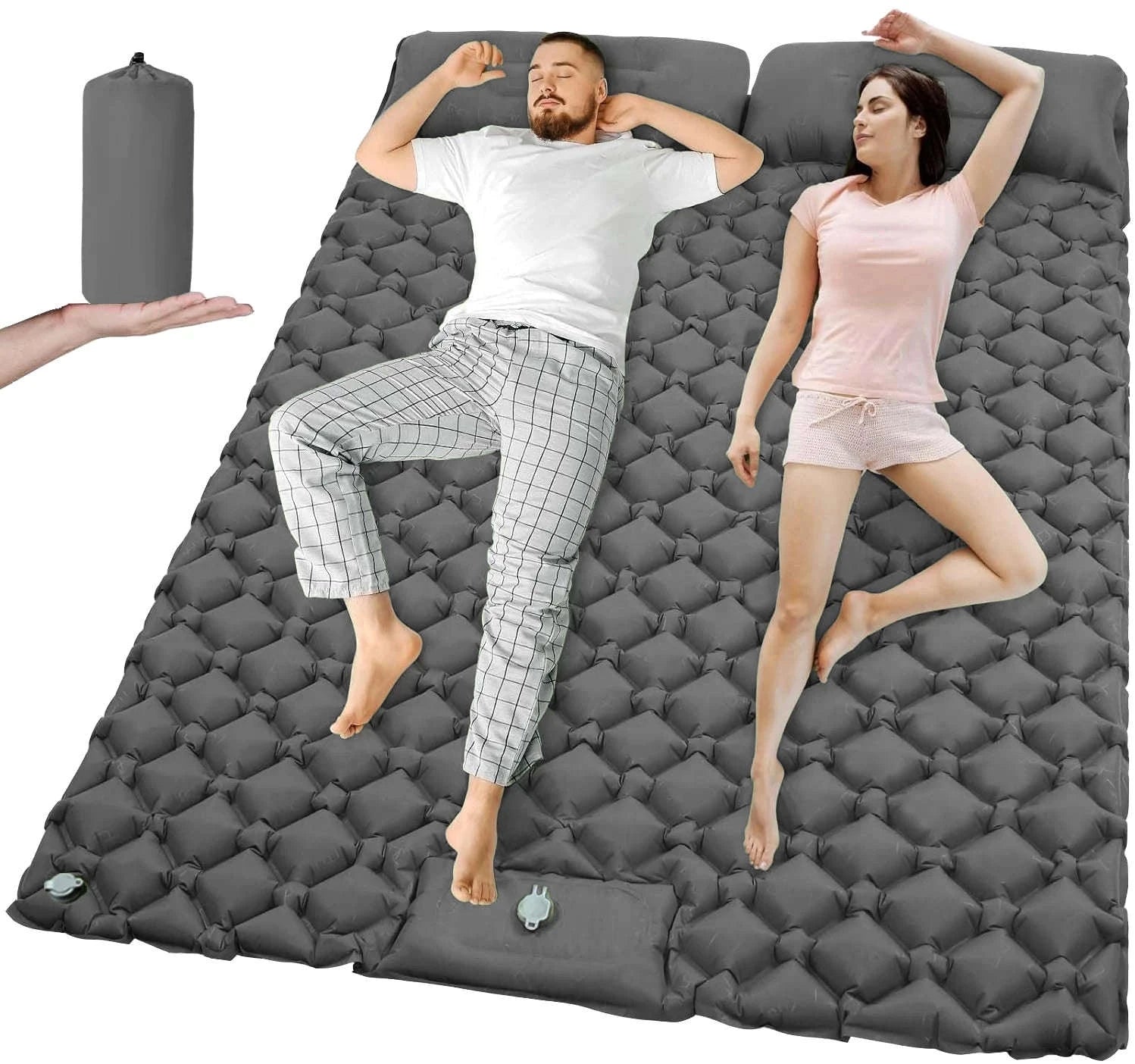 Extra Wide Inflatable Sleeping Pad for Camping Travel-T2312Army green