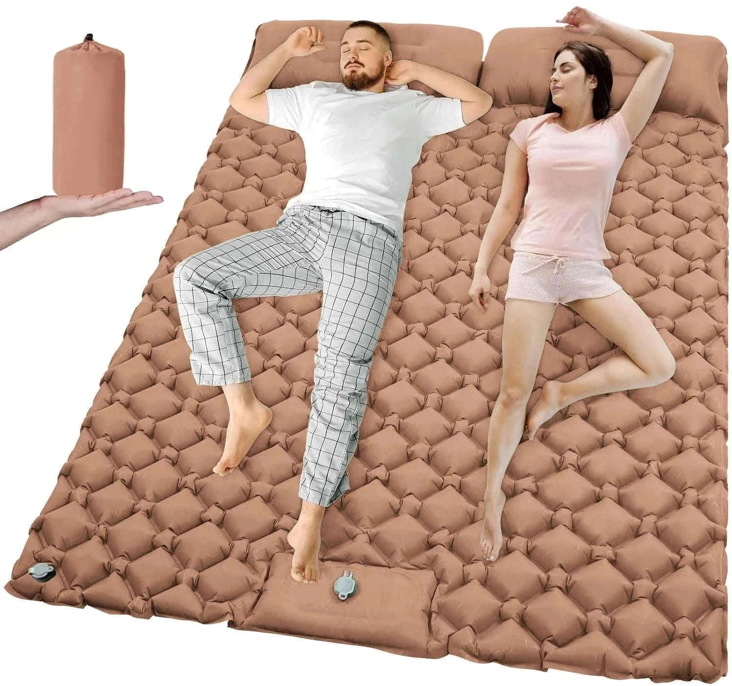 Extra Wide Inflatable Sleeping Pad for Camping Travel-T2312Army green