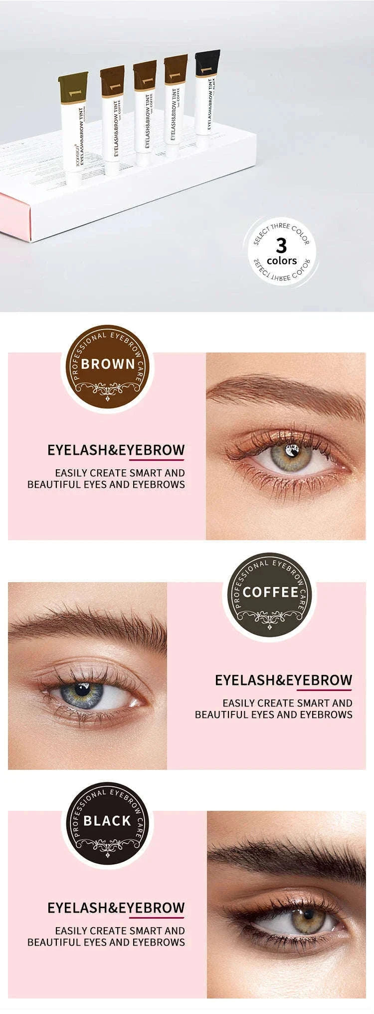 Eyelash & Eyebrow Tint Kit – Long-Lasting Brow and Lash Dye-Coffee / United States