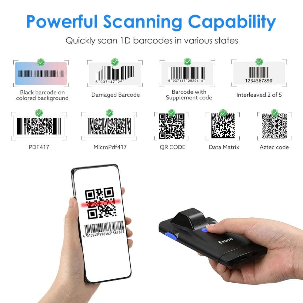 Eyoyo 2D Phone Back Clip Bluetooth Barcode Scanner-Default Title