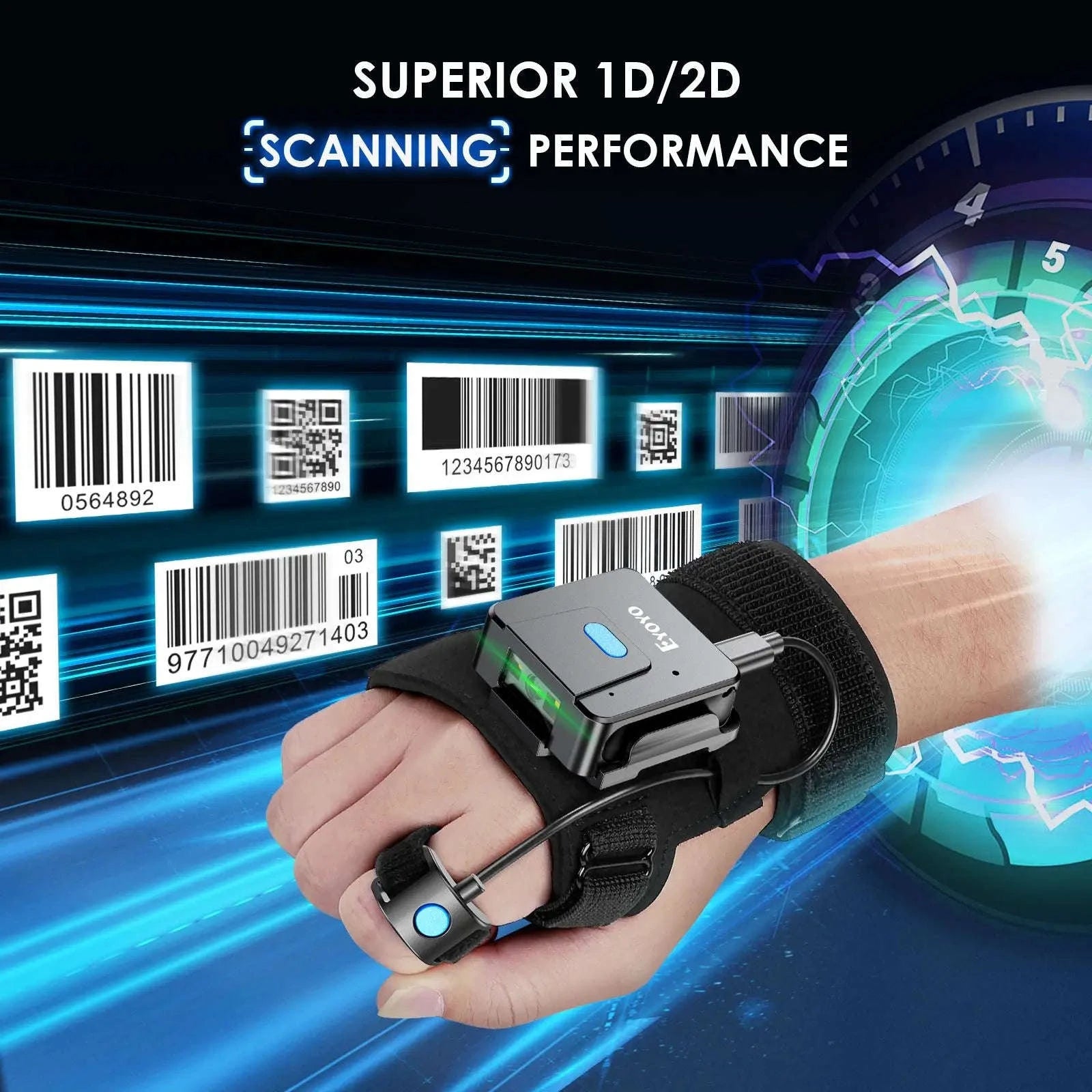 Eyoyo Wearable 2D Bluetooth Barcode Scanner Glove-Default Title