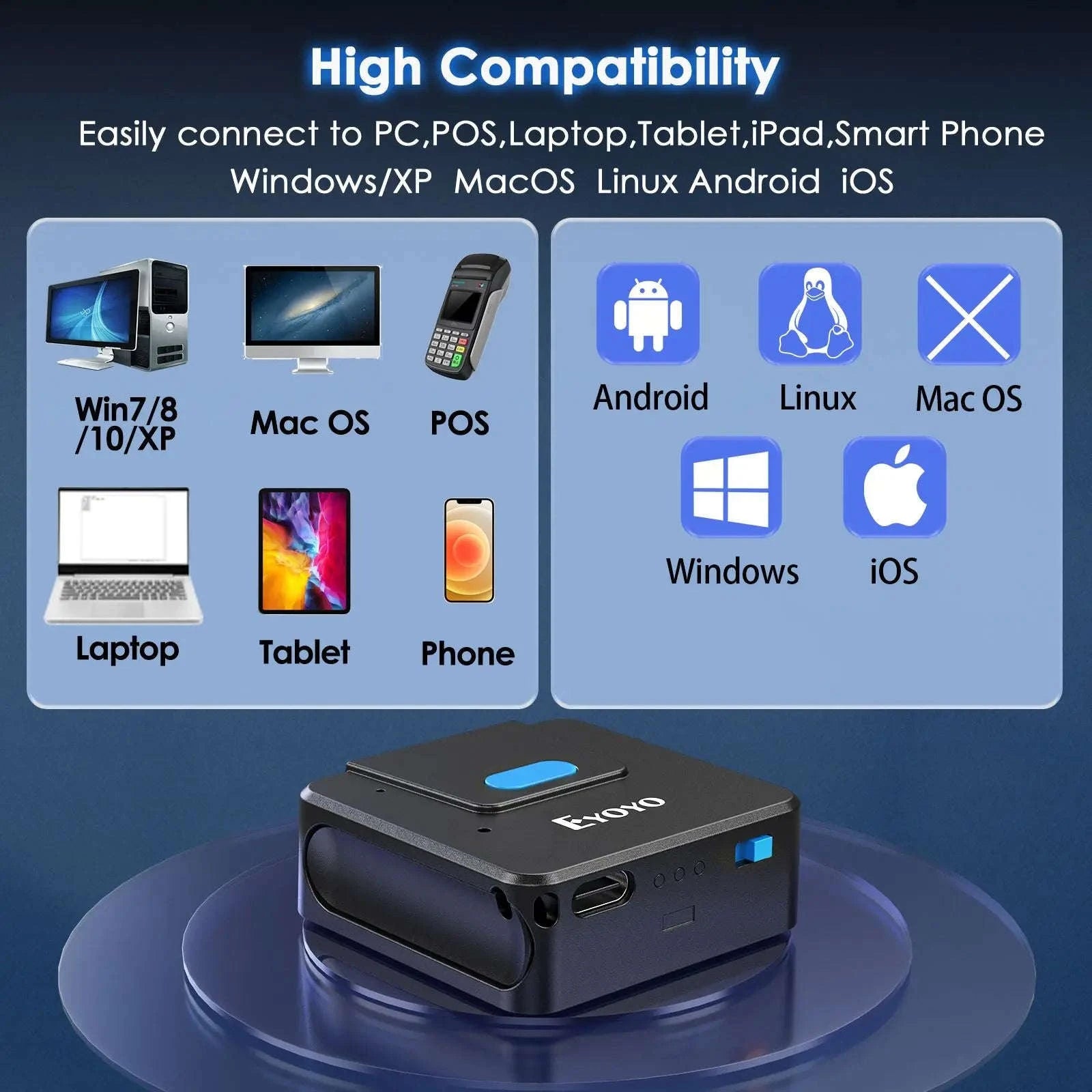 Eyoyo Wearable 2D Bluetooth Barcode Scanner Glove-Default Title