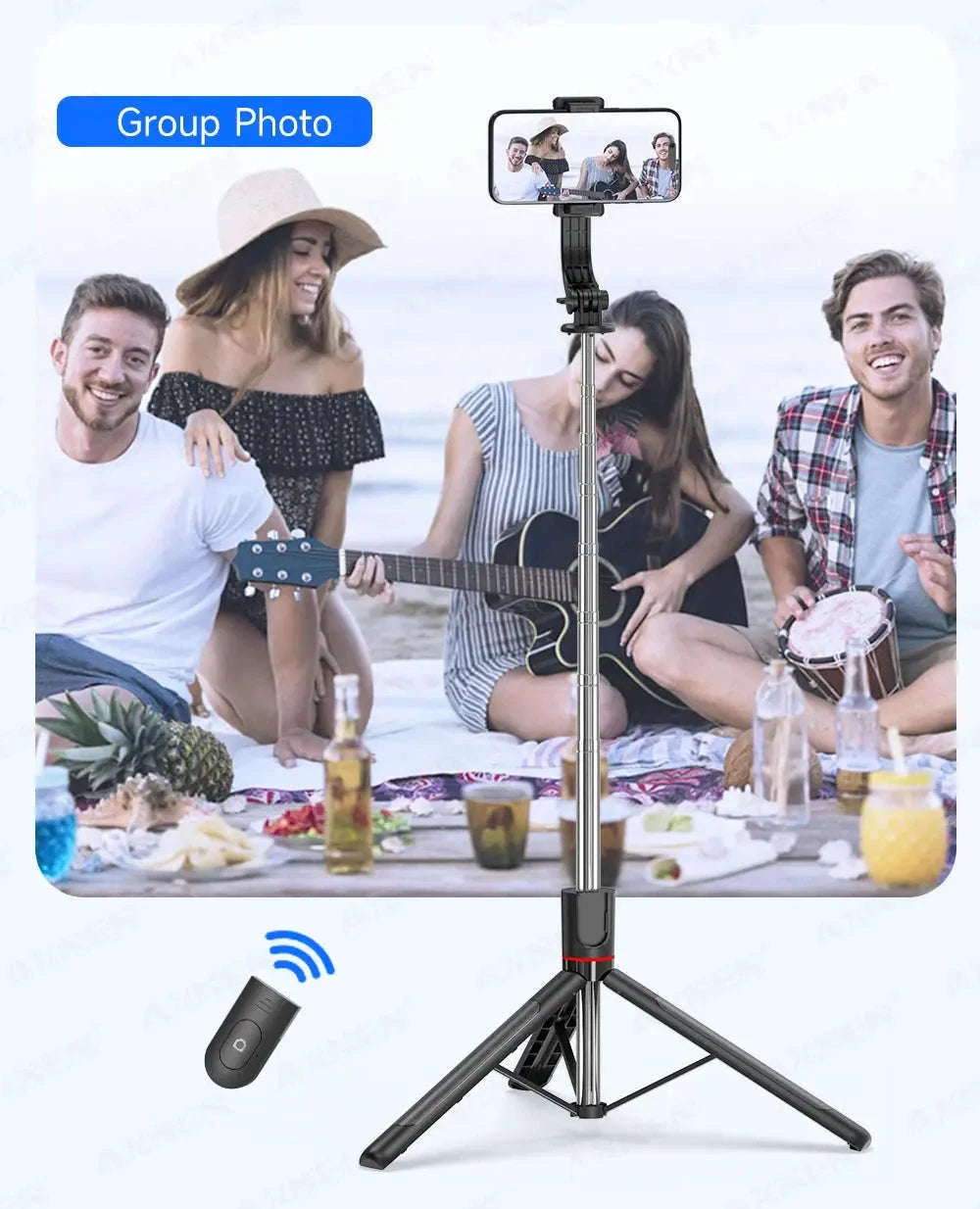 F15 Selfie Stick Tripod with Bluetooth Remote-With 1 Light
