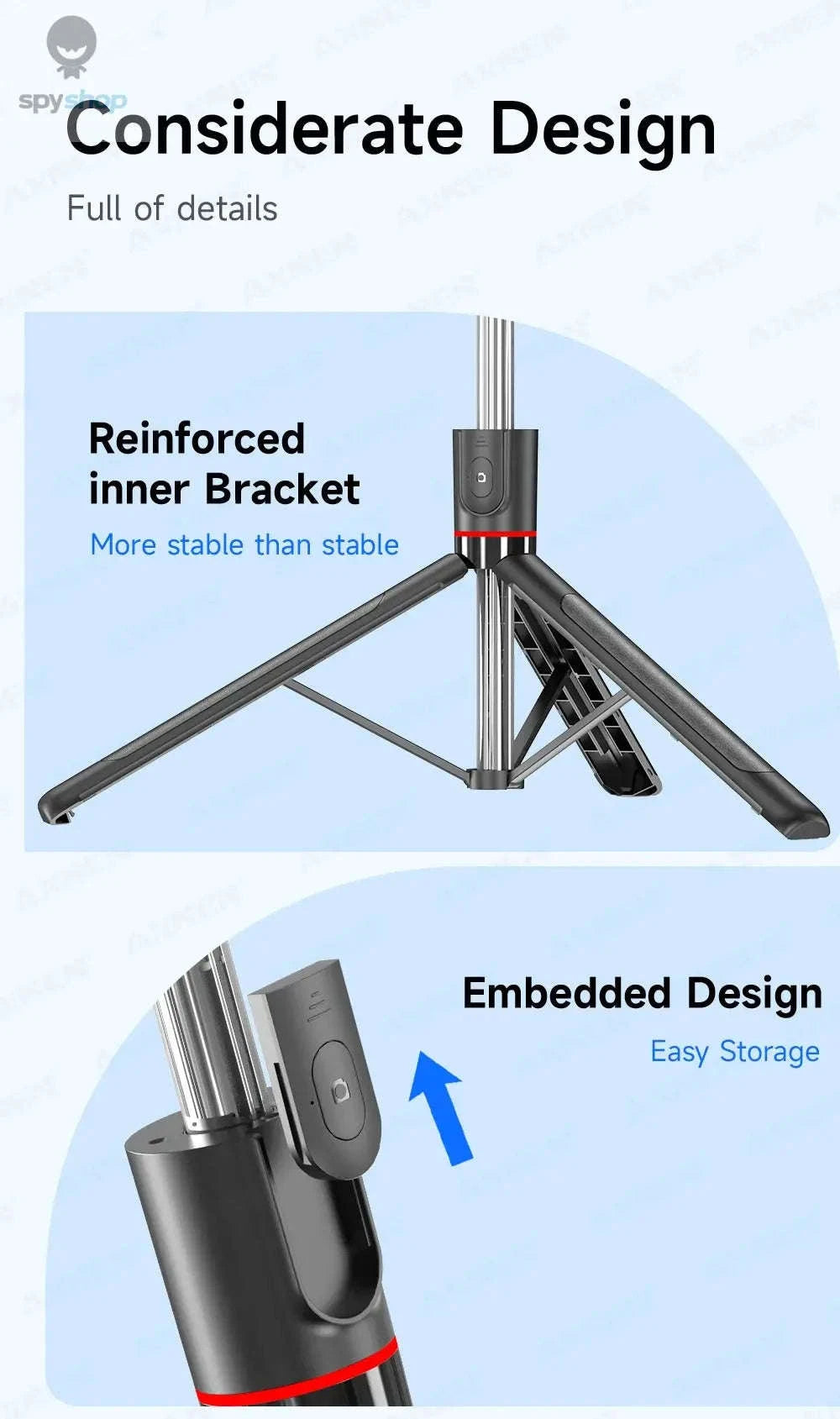 F15 Selfie Stick Tripod with Bluetooth Remote-With 1 Light