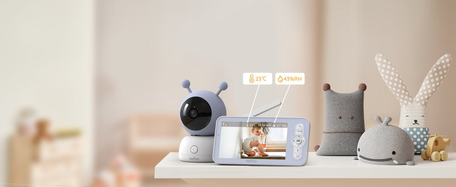 BOIFUN 2K WiFi Baby Monitor with 5'' Screen, 2-Way Talk