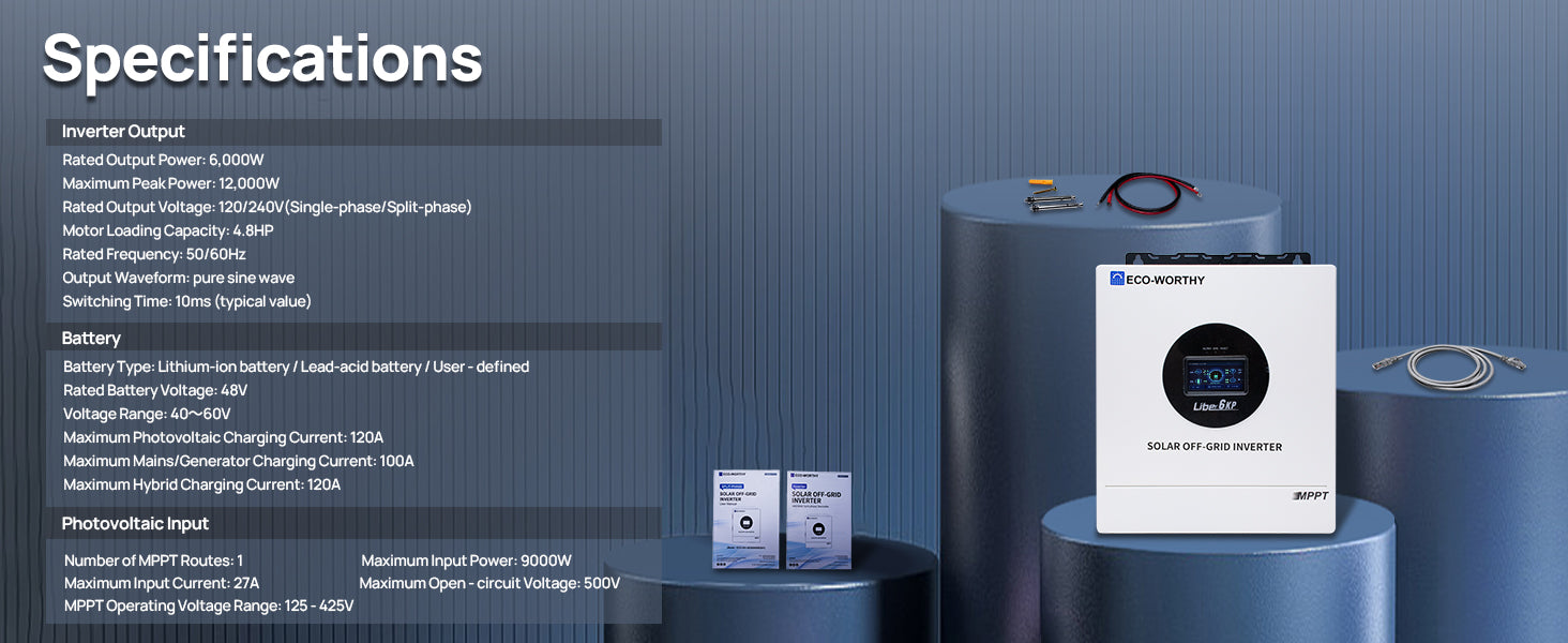 6KW соларен офф-грид инвертор с разделена фаза 48V към 120/240V