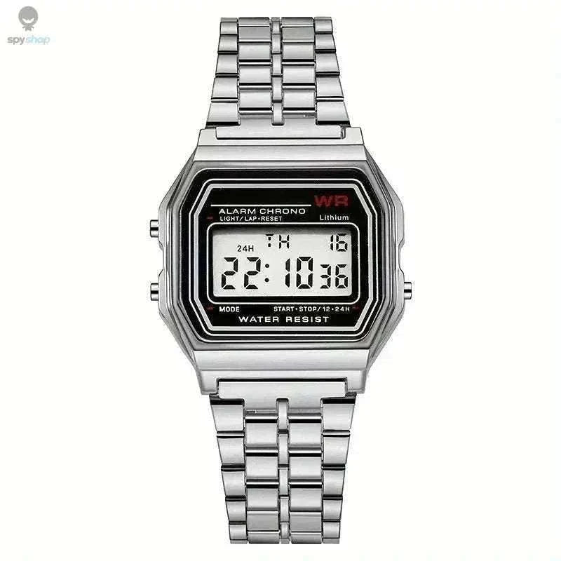 F91W Steel Band LED Digital Sports Watch for Everyday Wear-Silvery