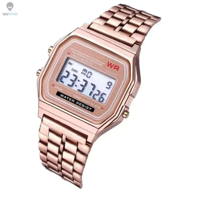 F91W Steel Band LED Digital Sports Watch for Everyday Wear-Silvery