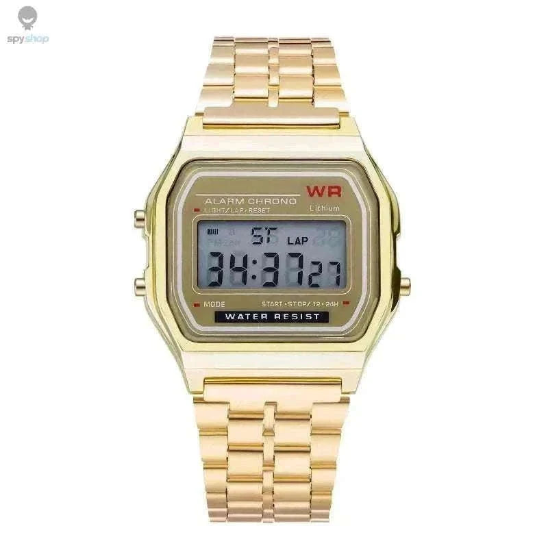 F91W Steel Band LED Digital Sports Watch for Everyday Wear-Silvery