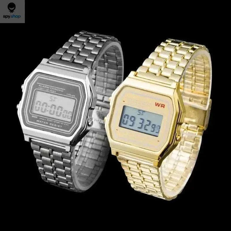 F91W Steel Band LED Digital Sports Watch for Everyday Wear-Silvery