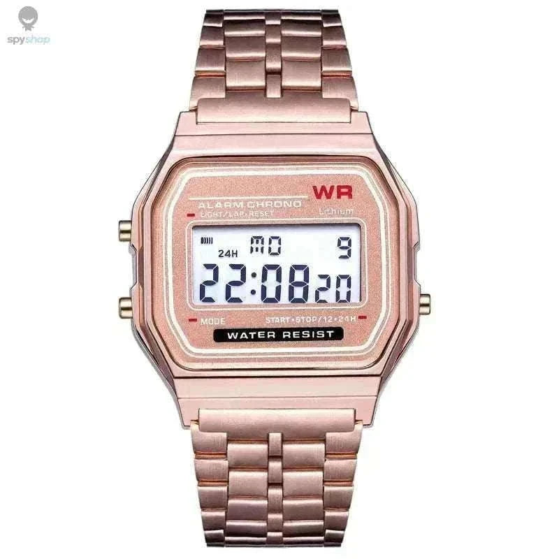 F91W Steel Band LED Digital Sports Watch for Everyday Wear-Silvery