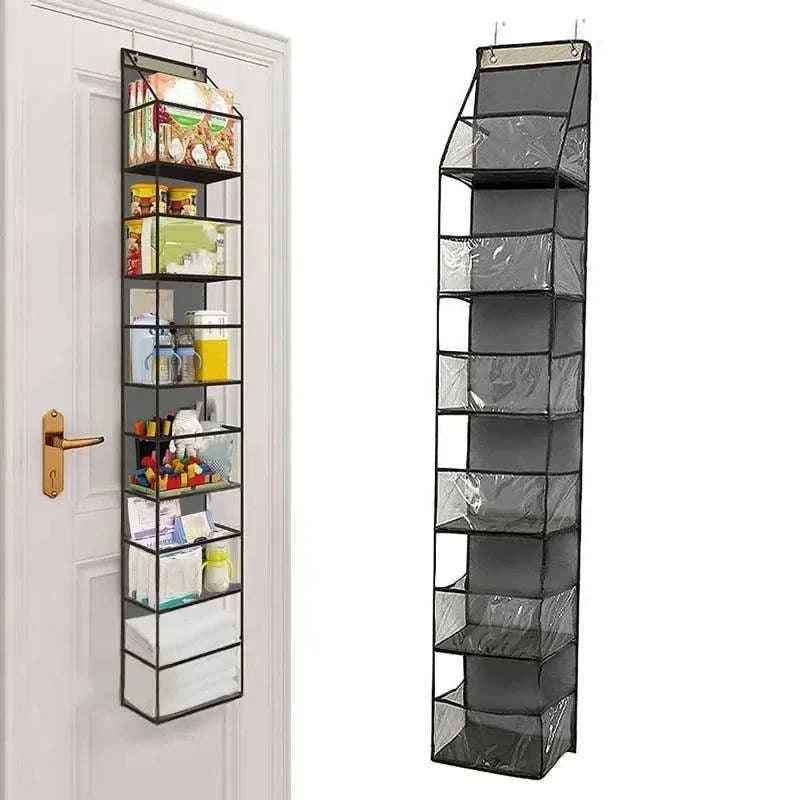 Fabric Hanging Bag for Door and Wall Storage Organizer-4 Layers-White