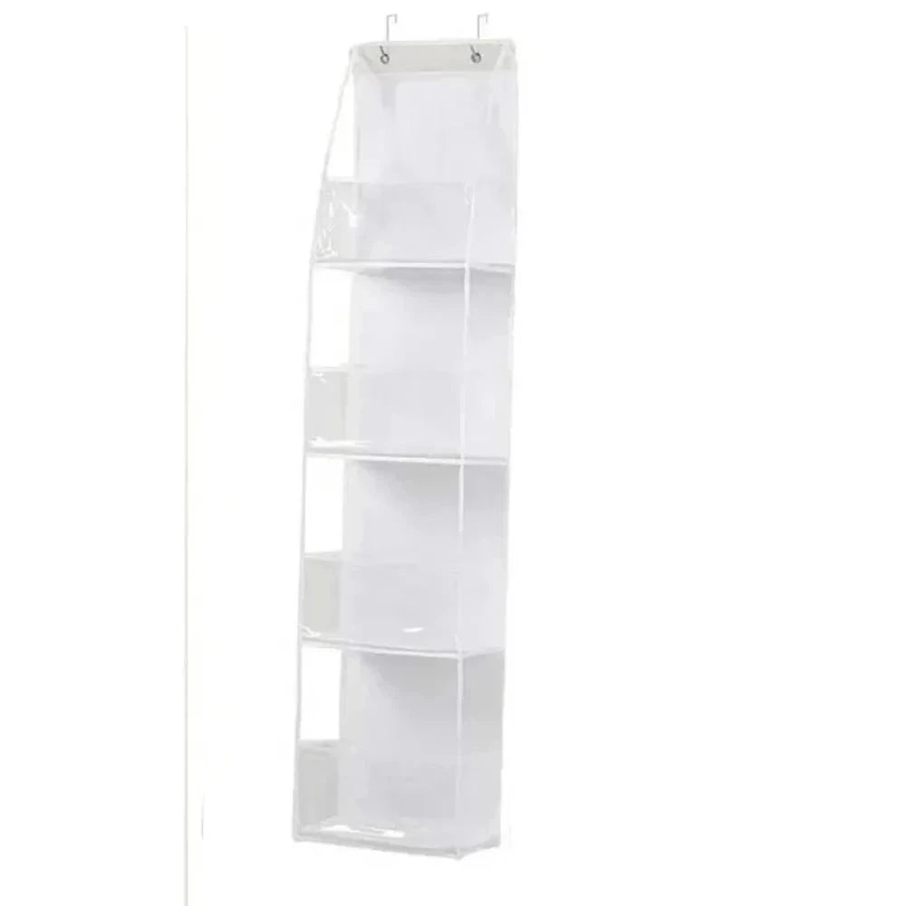 Fabric Hanging Bag for Door and Wall Storage Organizer-4 Layers-White